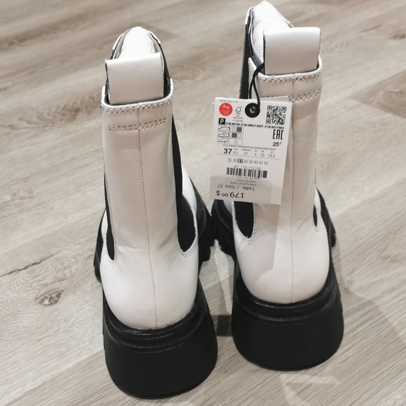 Zara low heeled lug sole leather ankle boots - Picture 8 of 11